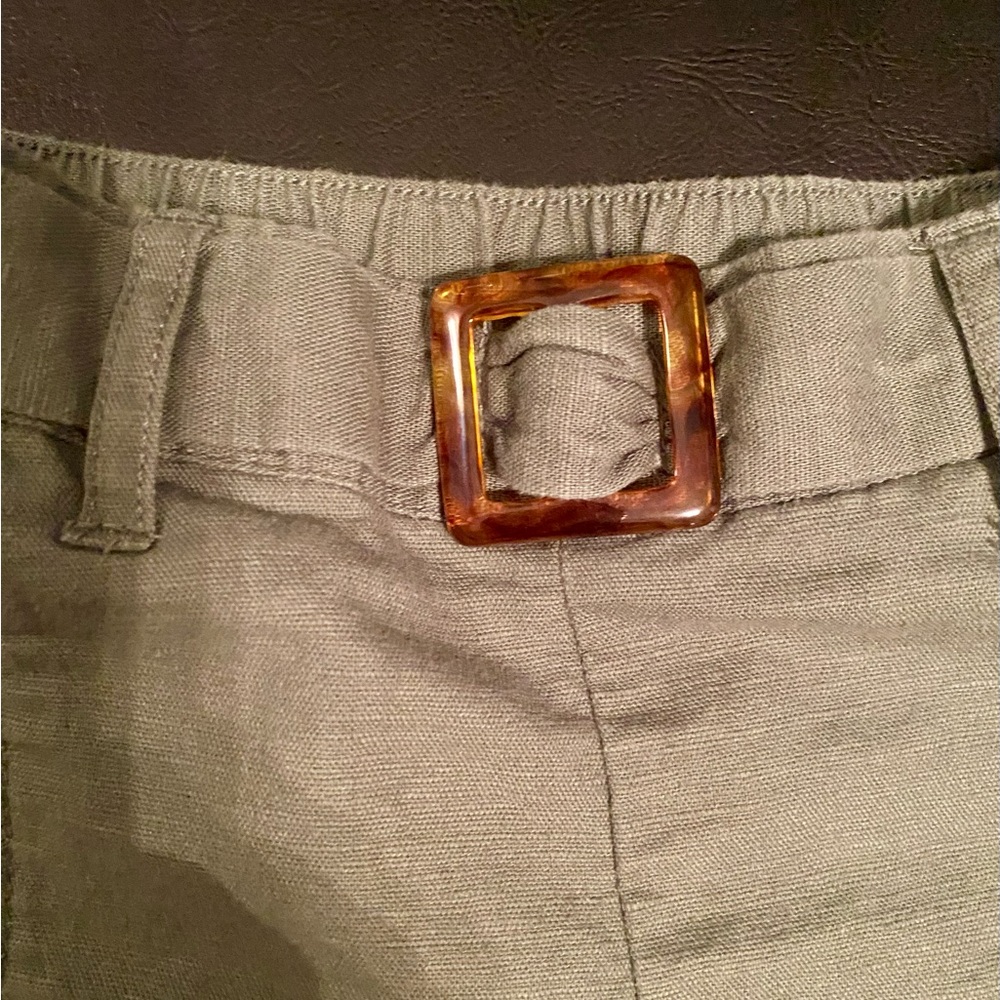 Janie and Jack Olive Green Shorts with Elastic Waistband and Faux Belt 3T - Picture 5 of 6